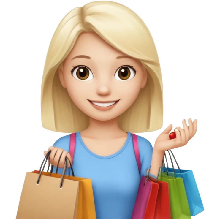 a white blonde teen girl going shopping emoji