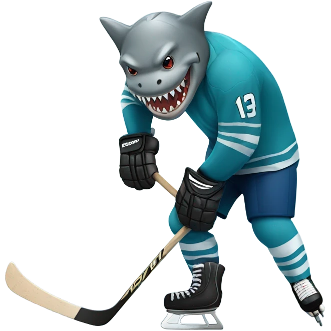 Shark playing hockey emoji