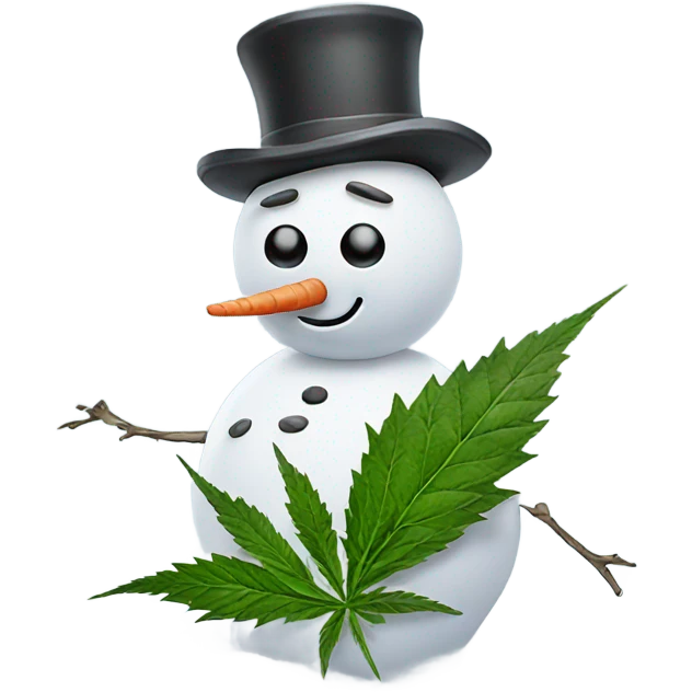 Snowman with weed emoji