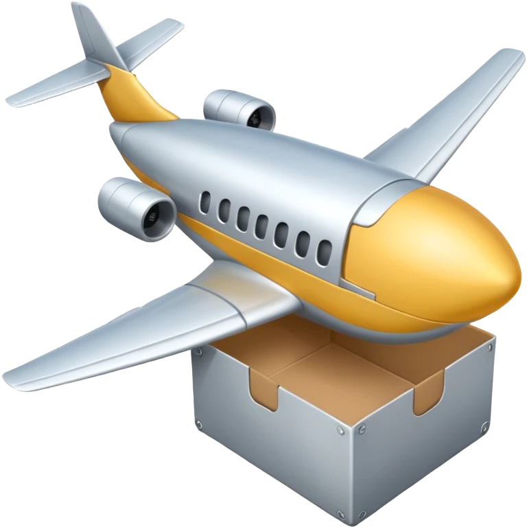 Un avión con cabeza de caja emoji
