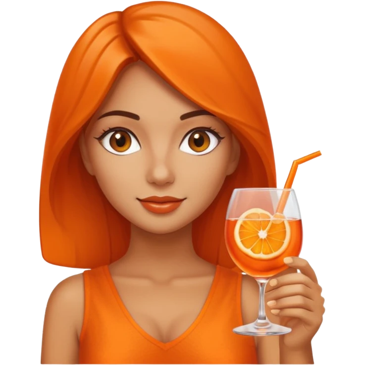 Aperol Spritz glass with orange slice, Italian girl in background emoji