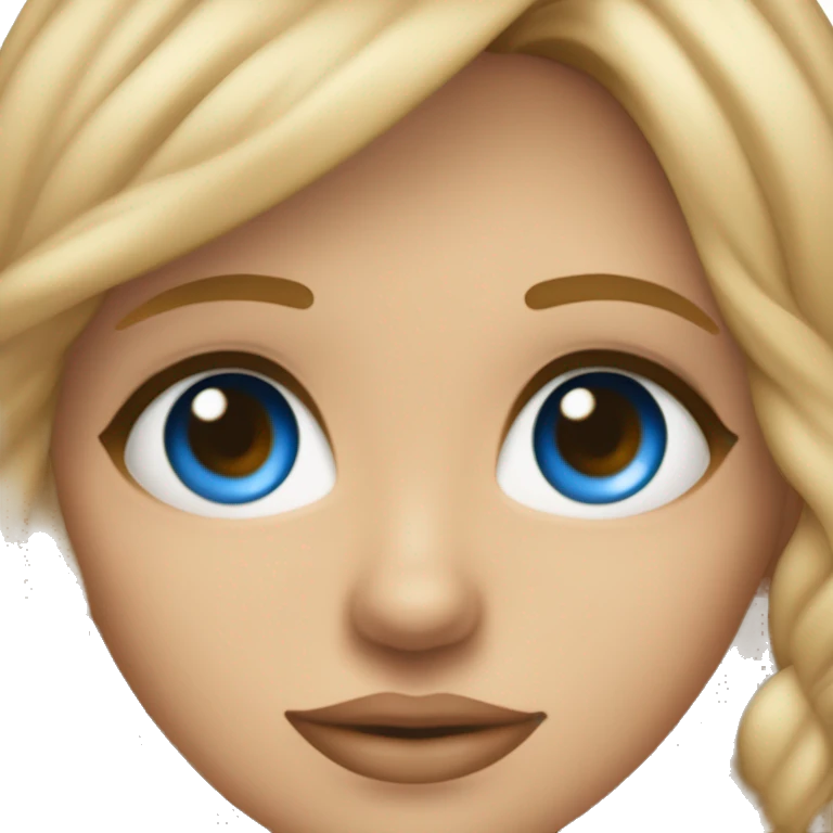 crea un amoji de una chica de 30 años, con el pelo largo, balayaje rubio claro en puntas y raiz más oscura, piel tono medio, color de ojos azul, piercing en la nariz del lado izquierdo. sonris emoji