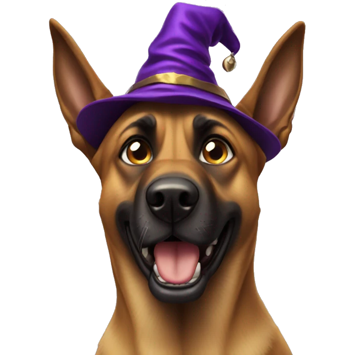 malinois dog with wizard scared emoji