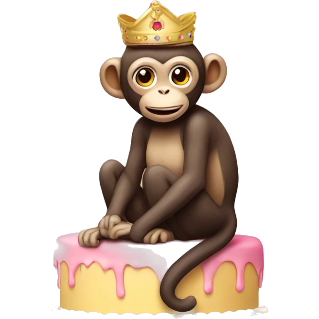 Monkey sitting on pride cake emoji