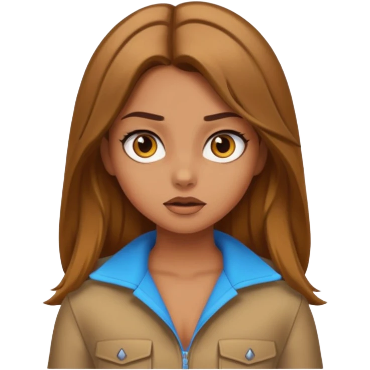 pretty long hair girl middle parted, amazed, good clothes, tanned, baddie, RELLY PREETY, BADDIE, DRESSED AS A BADDIE, LIGHT BROWN HAIR emoji