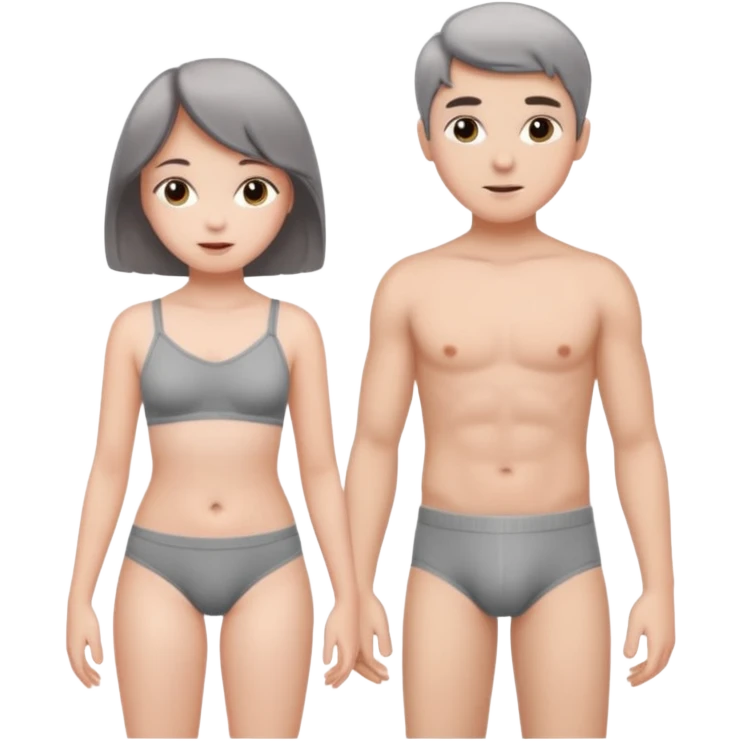Girl and boy in grey underwear emoji