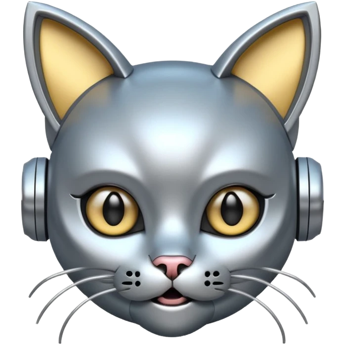 robot looking surprised with cat ears and looks funny emoji