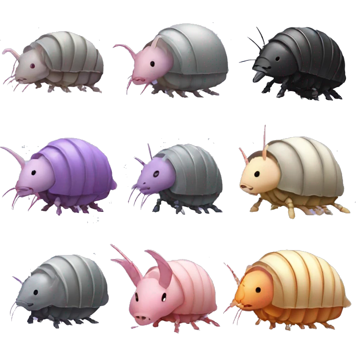 Lavender gray Pig armadillo isopod lobster shrimp pig armadillo darth Vader face emoji