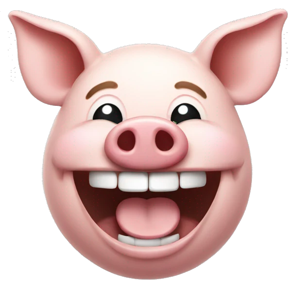 laughing emoji with only the pig snout emoji