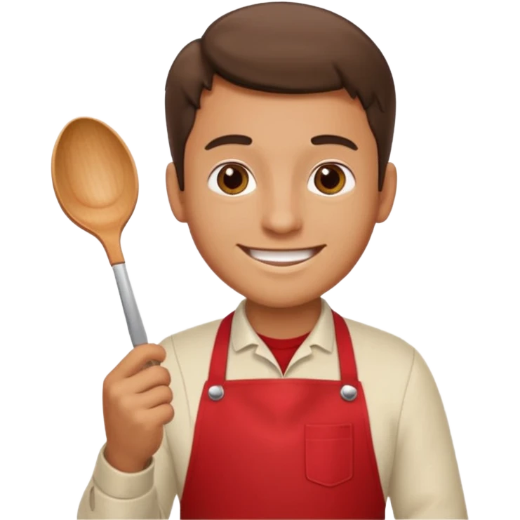 guy red apron smiling emoji