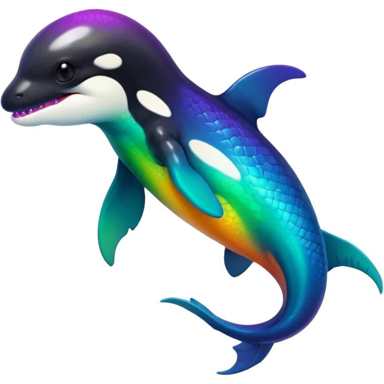 white blacks colorful gradient shiny glossy Fakémon-Digimon-orca-reptile-dragon-lizard-creature-hybrid (full body) emoji