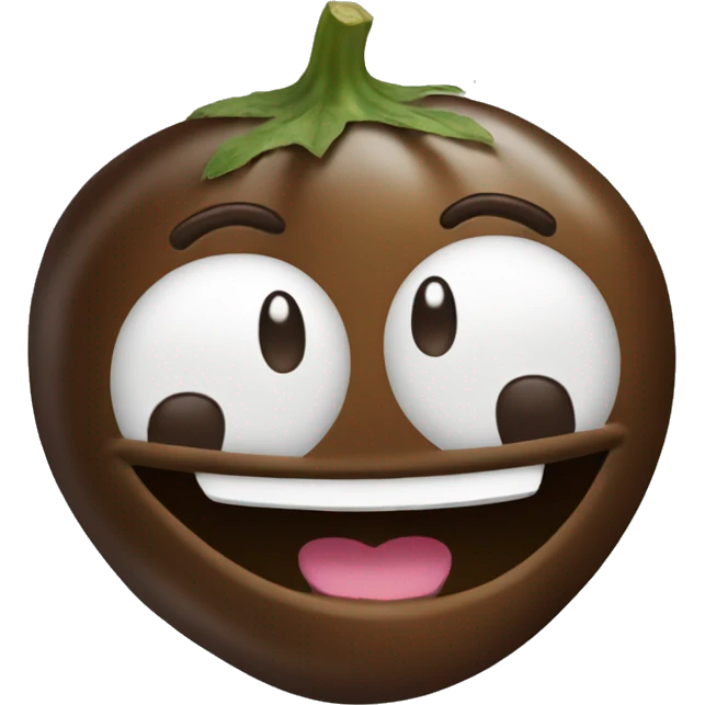 Brown eggplant smile emoji