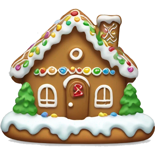 Gingerbread house brown cookie white icing  emoji