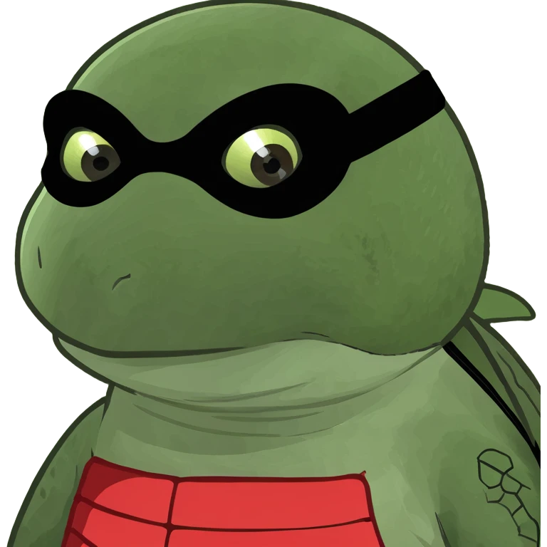 Cartoon Ninja turtle  with a ninja mask emoji