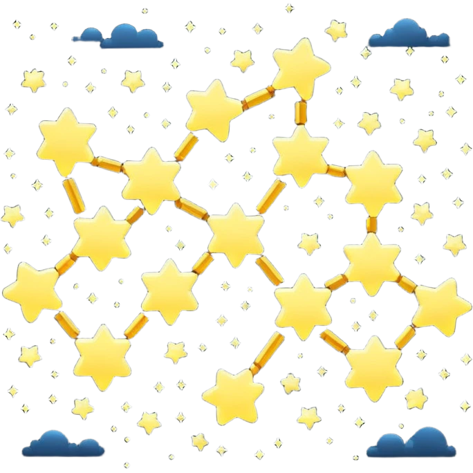 Pixel art icon of a glowing constellation made of connected stars, symbolizing knowledge paths and courses. 
Minimalistic, clean pixel style, soft glow, readable at small size, centered, no background, designed for dark UI.
 emoji