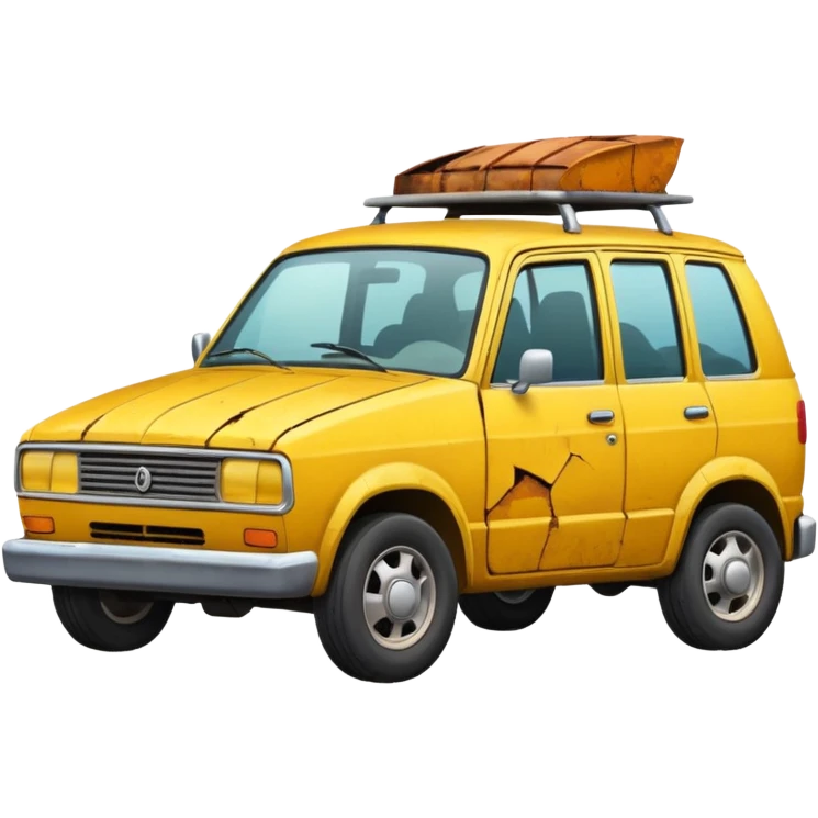 Broken Urban Vehicle yellow emoji