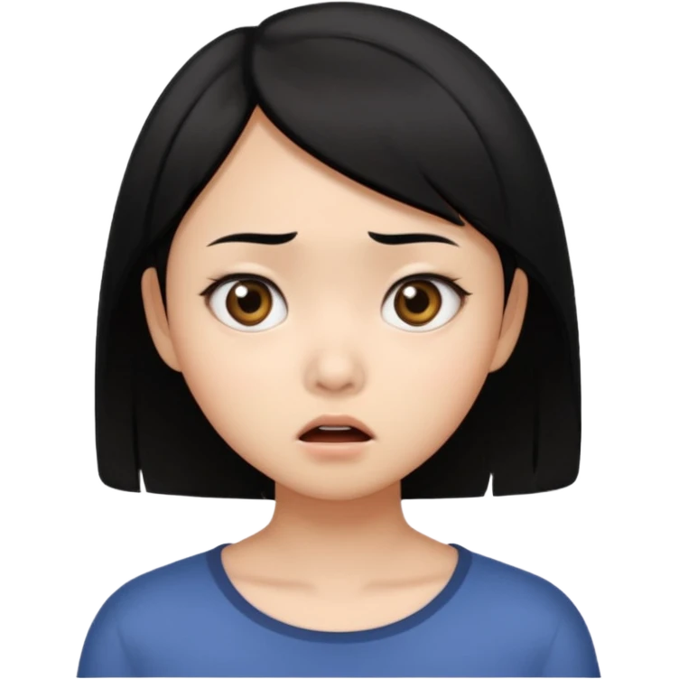 dark circles eyes frightened asian girl emoji