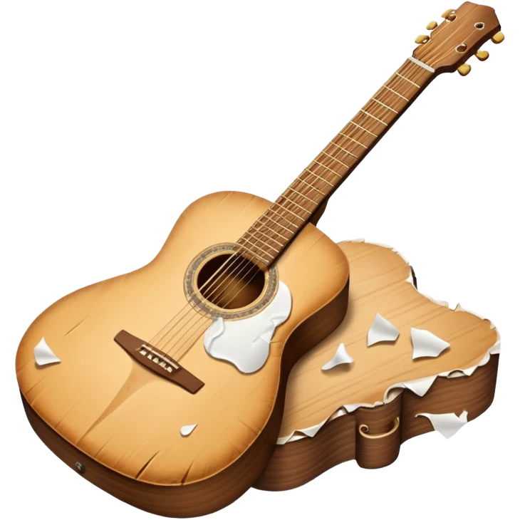 acoustic guitar with white paper tears & rips over it emoji