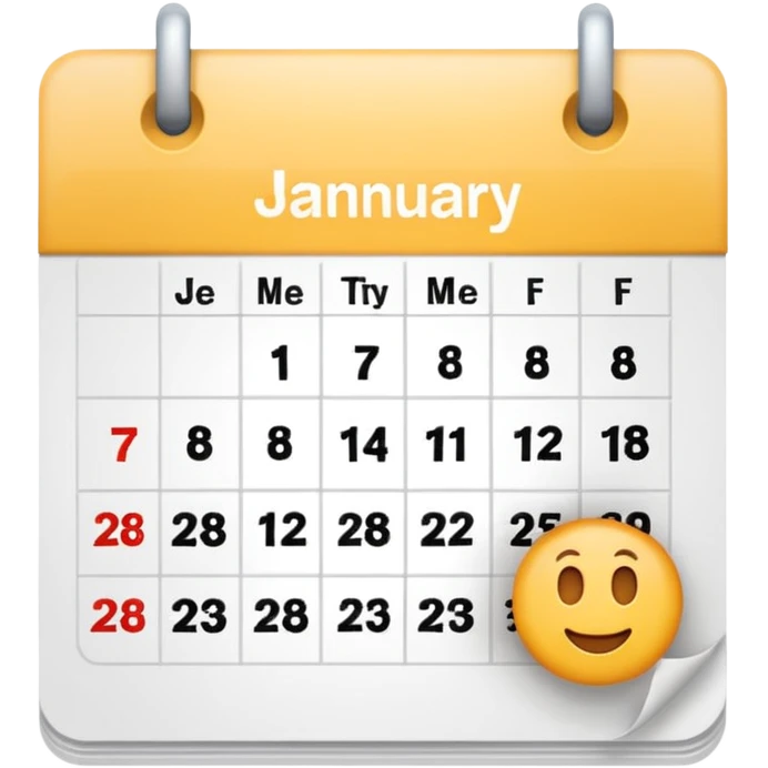 An emoji of a Calander page showing only January 30, no other dates emoji