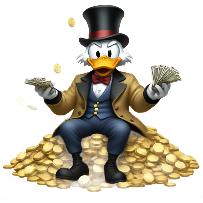 Scrooge McDuck counting money emoji