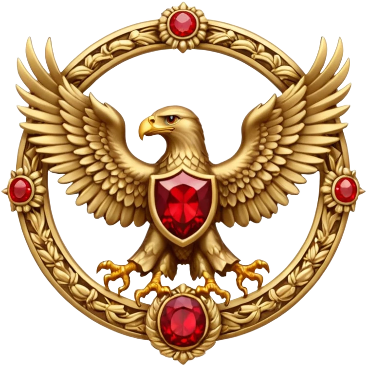 Bicephalous Eagle crest / brosch in a cirkel without background and with red gem emoji