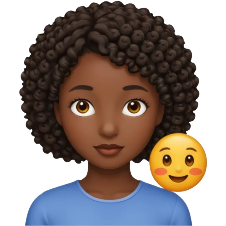 25 yaş genç kız siyah küt kıvırcık saçlı emoji