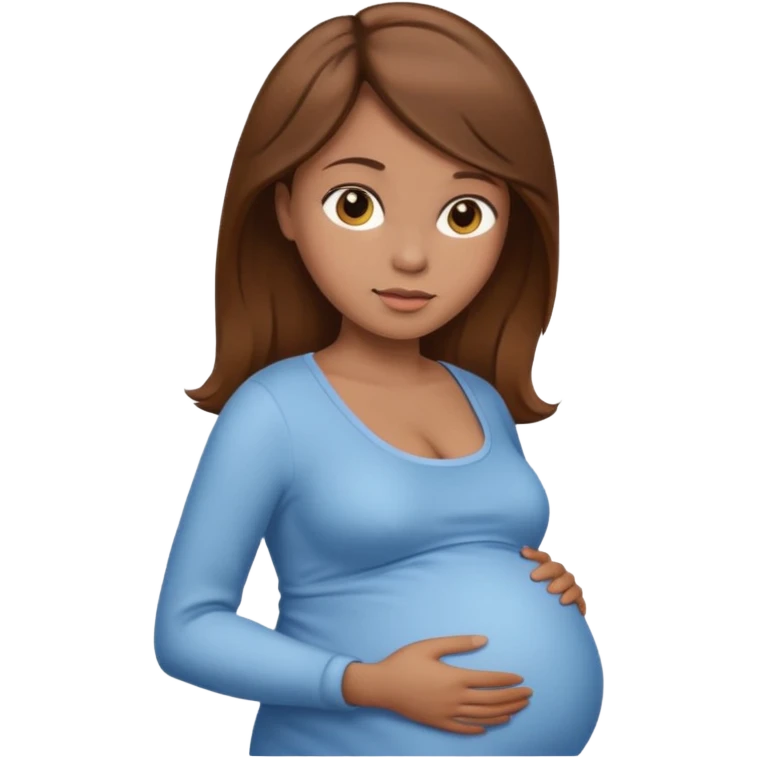 pregnant woman with brown hair and light brown skin emoji