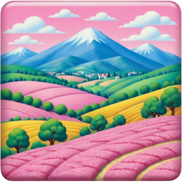 Renoir style pink SPAM art landscape emoji