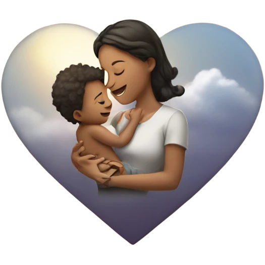 corazon en las nubes con un bebe emoji