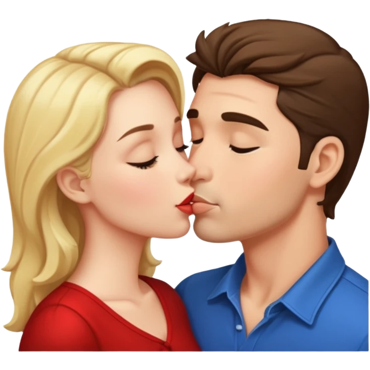 a good looking man and good looking woman are Kissing, indoor emoji