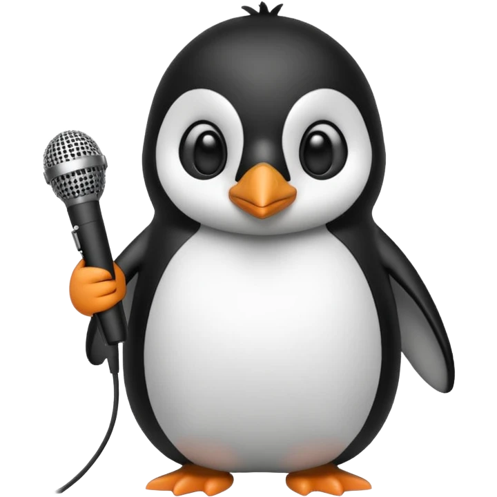 penguin with microphone emoji