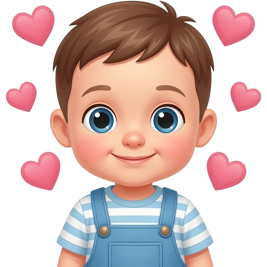 Tiny Baby boy with hearts emoji