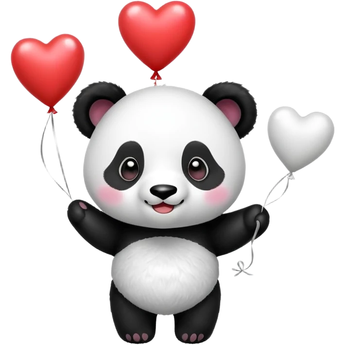 cute panda holding heart balloons emoji