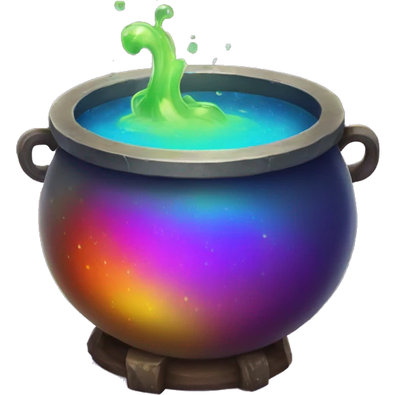 rainbow potion in a cauldron emoji