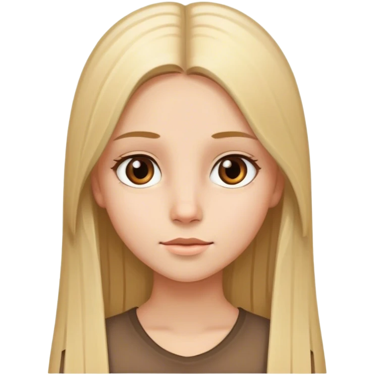 A young girl with long straight hair, blond and brown eyes emoji