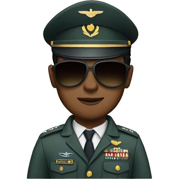 Military pilot with dark hair and sunglasses emoji