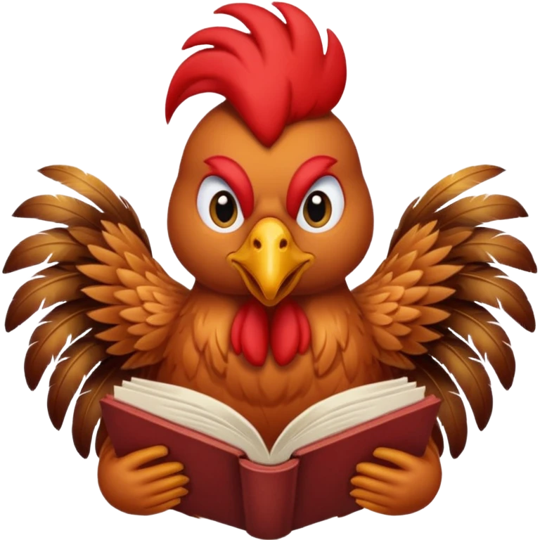 Rooster reading book emoji