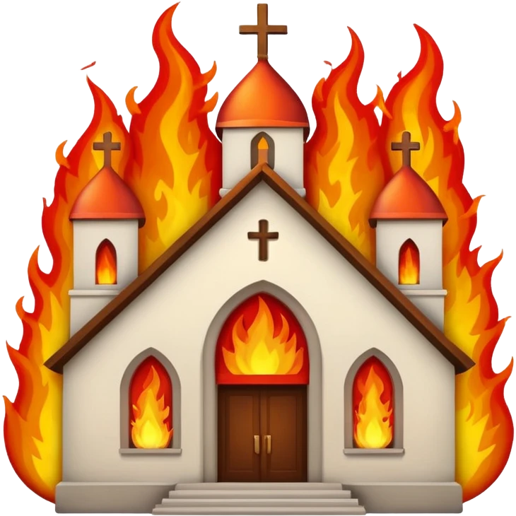 A church which is one fire ans its glowing emoji