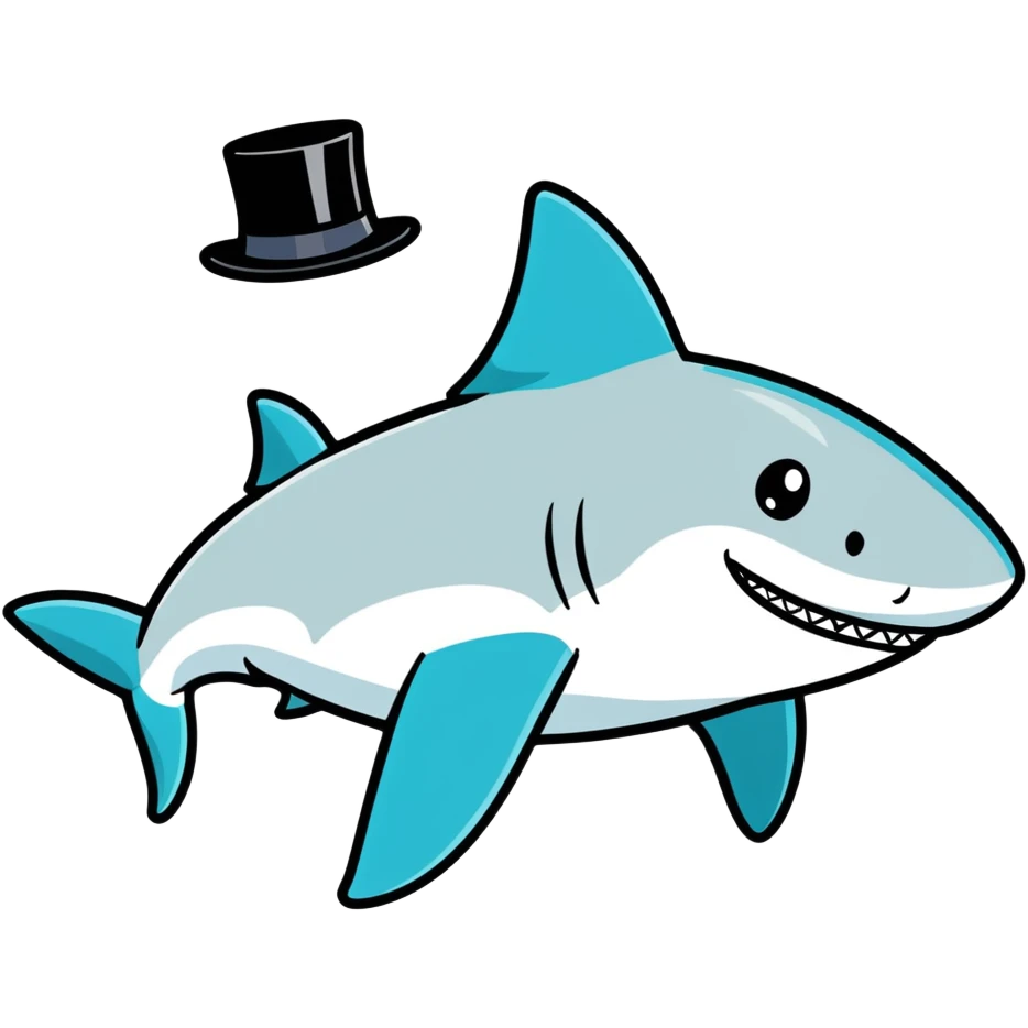 Shark with a top hat emoji