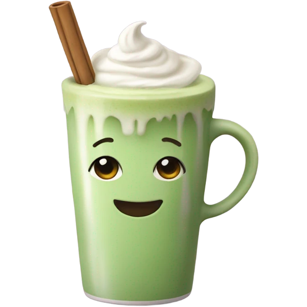 Realistic Matcha latte in pastel mug emoji