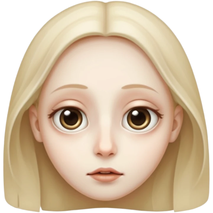 a transparent face, mysterious, big eyes, small mouth, no nose  emoji