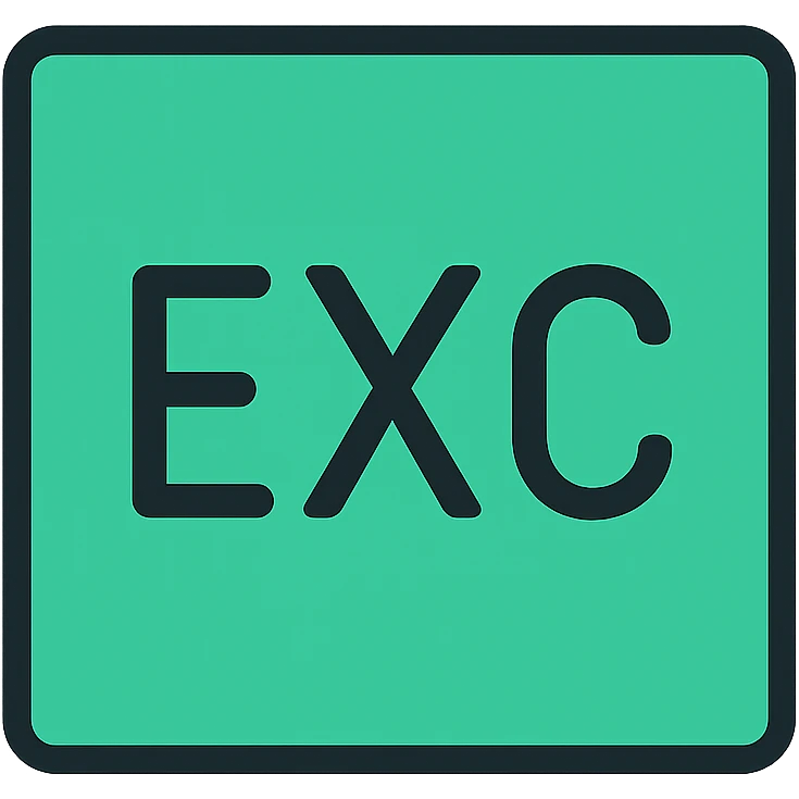 green background with a square box, 'EXC' text in the center, modern and clean style emoji