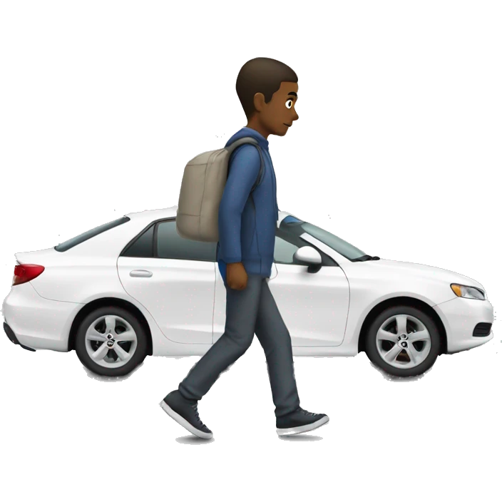 A person walking from a white car emoji