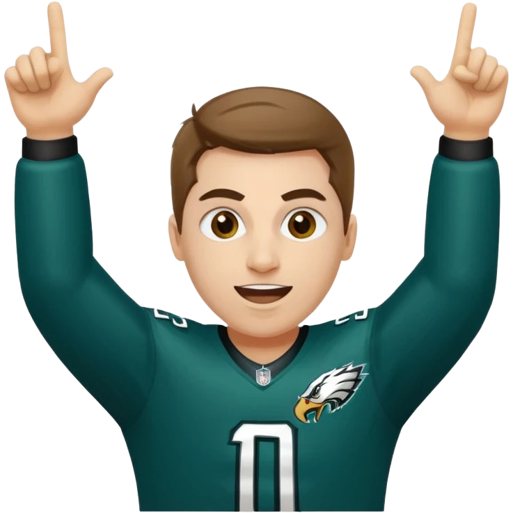 Eagles fan celebrating hard has number 1 on jersey  emoji