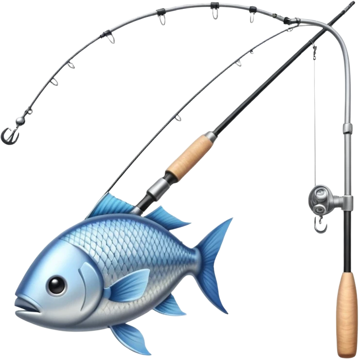 curve fishing rod with fish emoji