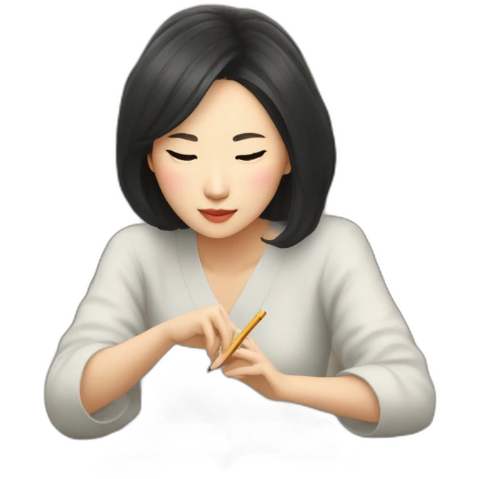 Kim Min-jeong writing a book emoji