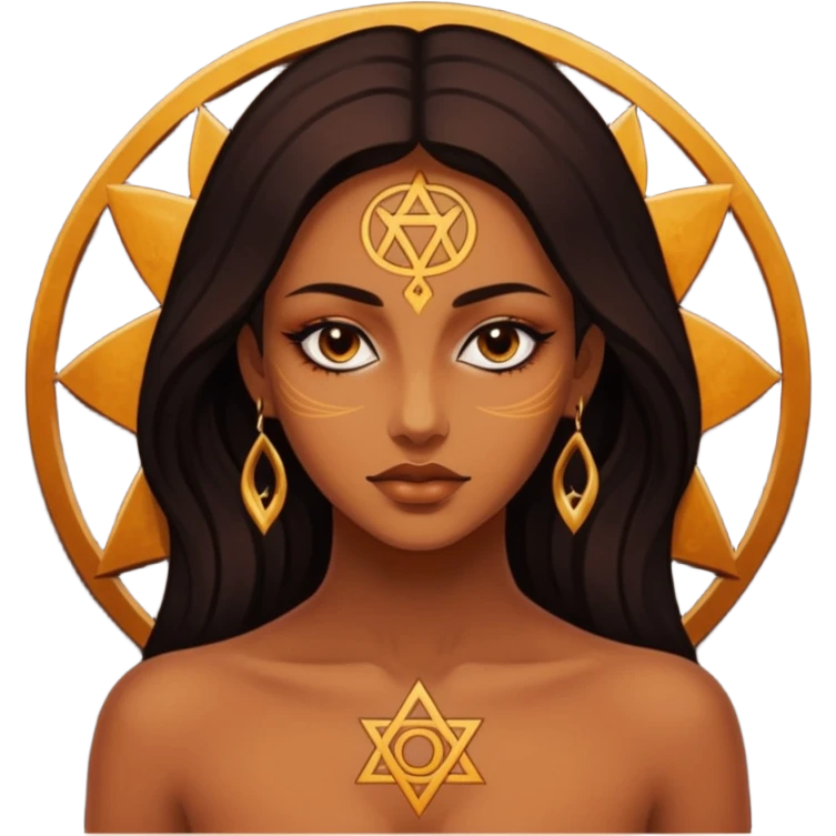 Dark oil traced over woman’s skin forming occult symbols, sensual devotion emoji