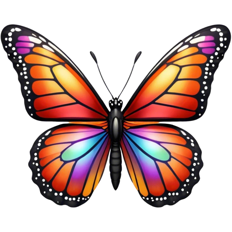 edgy black and red iridescent rainbow transparent monarch butterfly emoji