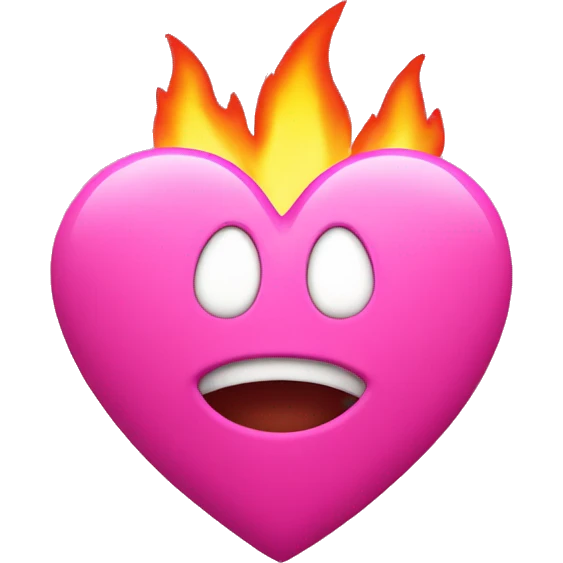 Pink heart with pink fire around it emoji