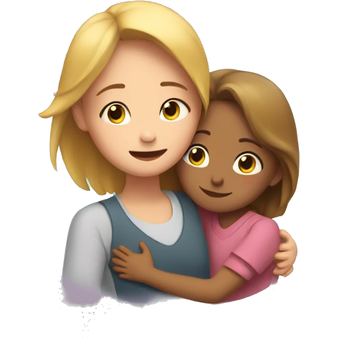 The girl hugs her mother emoji